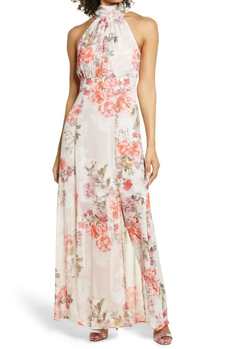 Floral Halter Neck Slim Maxi Dress | Nordstrom