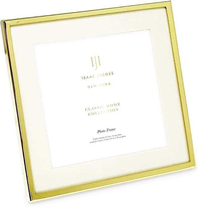 Isaac Jacobs 6x6 (Matted 4x4) Gold Metal Picture Frame, Classic Metal Photo Frame Made For Tablet... | Amazon (US)