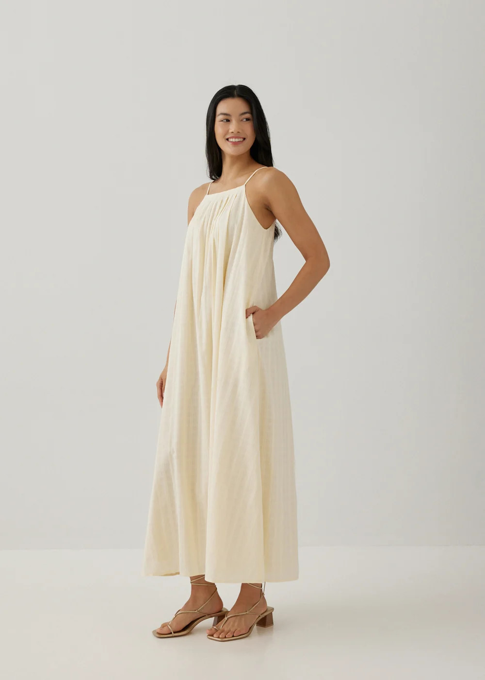 Lotti Textured Trapeze Maxi Dress-035-XL | LOVEBONITO SINGAPORE PTE LTD