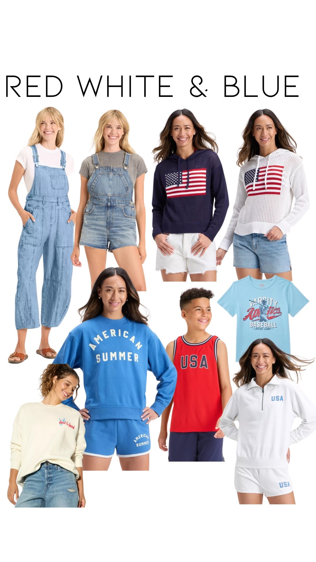 Red, white, and blue Patriotic items for Memorial Day, Fourth of July, and all summer!  I ordered the overalls, a flag sweater, the boys items for Sawyer, the American Summer, and the cream sweatshirt. 

#LTKFindsUnder50 #LTKSummerEdit #LTKMidsize