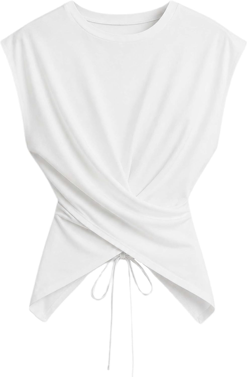 Remidoo Women's Wrap Top Cinched Waist Cap Sleeve Tie Back Shirt | Amazon (US)