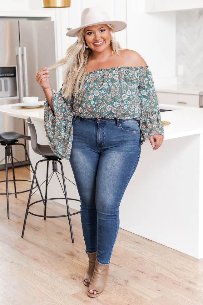 Show You Around Green Floral Off The Shoulder Blouse | Pink Lily