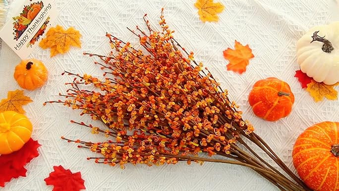 5 Pcs 29.5" Long Fake Fall Flowers Burnt Orange Jasmine Fall Floral Stems for DIY Wedding Bouquet... | Amazon (US)