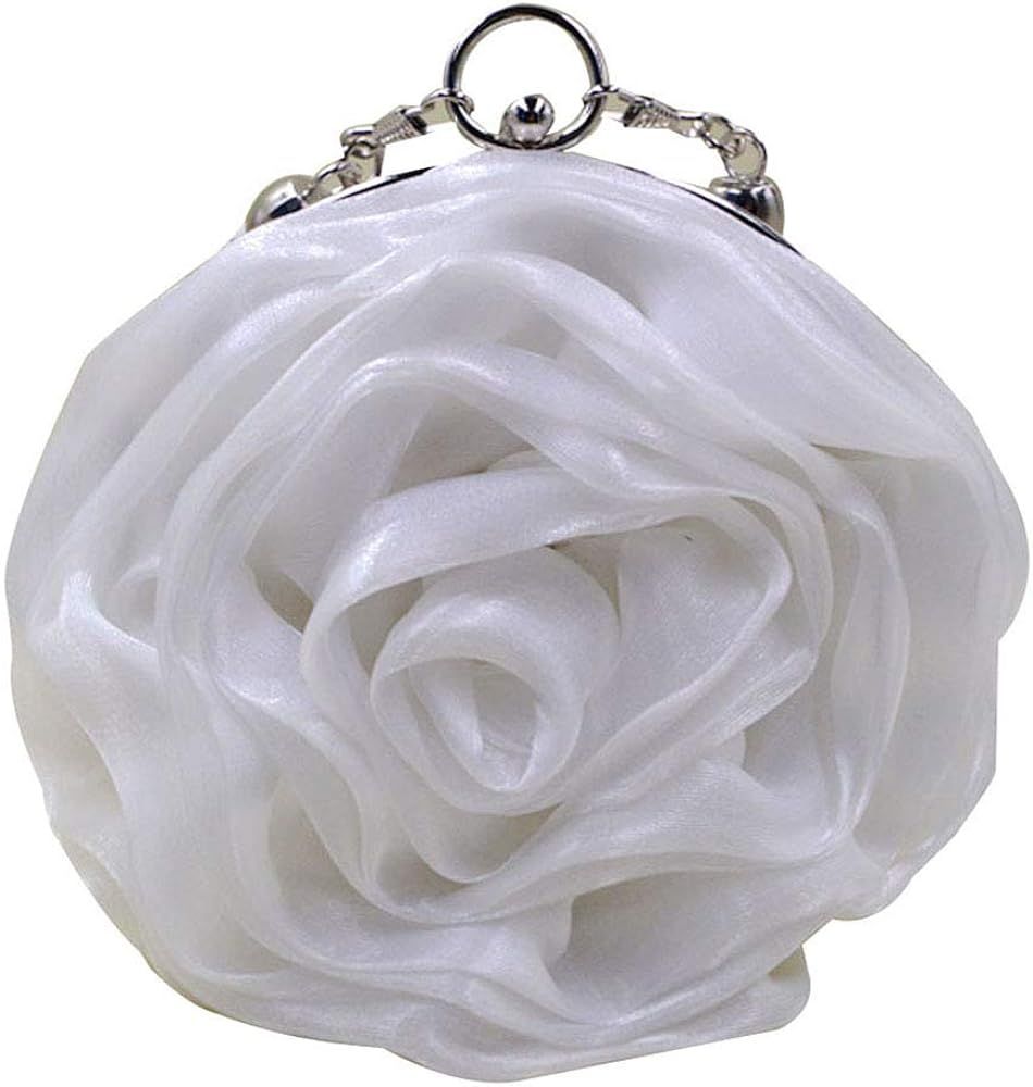 Buddy Women Rose Shaped Clutch Soft Satin Wristlet Handbag Wedding Party Purse | Amazon (US)