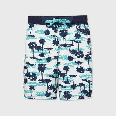 Boys' Palm Tree Print Swim Trunks - Cat & Jack™ White | Target