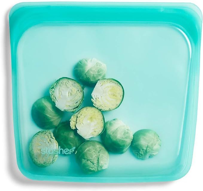 Stasher 100% Silicone Food Grade Reusable Storage Bag, Aqua (Sandwich) | Plastic Free Lunch Bag |... | Amazon (US)
