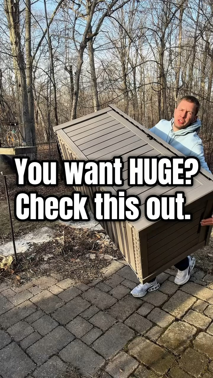 Huge outdoor storage made easy. This 120-gallon deck box is perfect for storing cushions, garden tools, and outdoor essentials while keeping everything clean and organized.