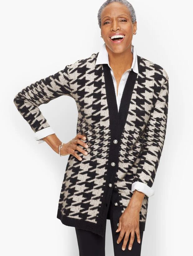 Houndstooth Jacquard Cardigan | Talbots