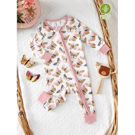 PatPat Baby Girl Pajamas Bamboo Viscose Snug Fit Footless Zipper Sleep N Play Pajamas Gift for Baby Girls | Walmart (US)