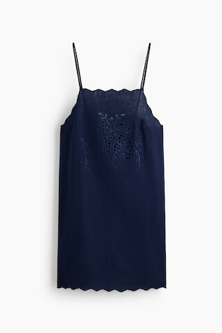 H & M - Cotton Beach Dress with Eyelet Embroidery - Navy Blue | H&M (US + CA)