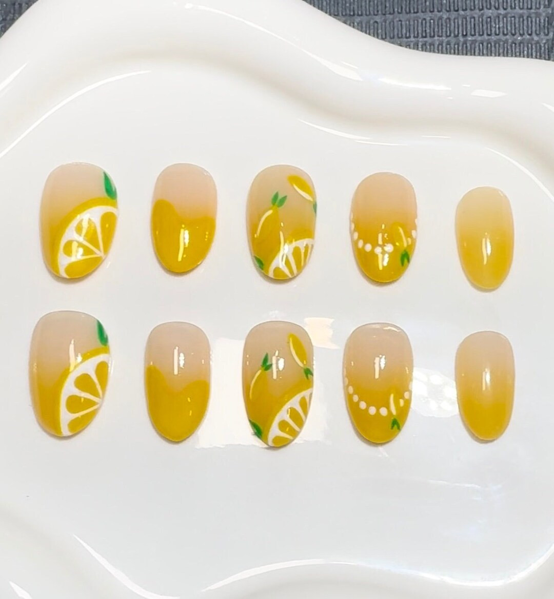 Lemon Gel Press on Nails - Etsy | Etsy (US)