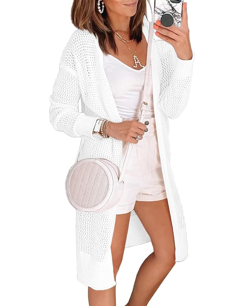 Misassy Womens Open Front Knit Sheer Cardigans Summer Boho Lightweight Long Sleeve Kimono Long Sweater | Amazon (US)