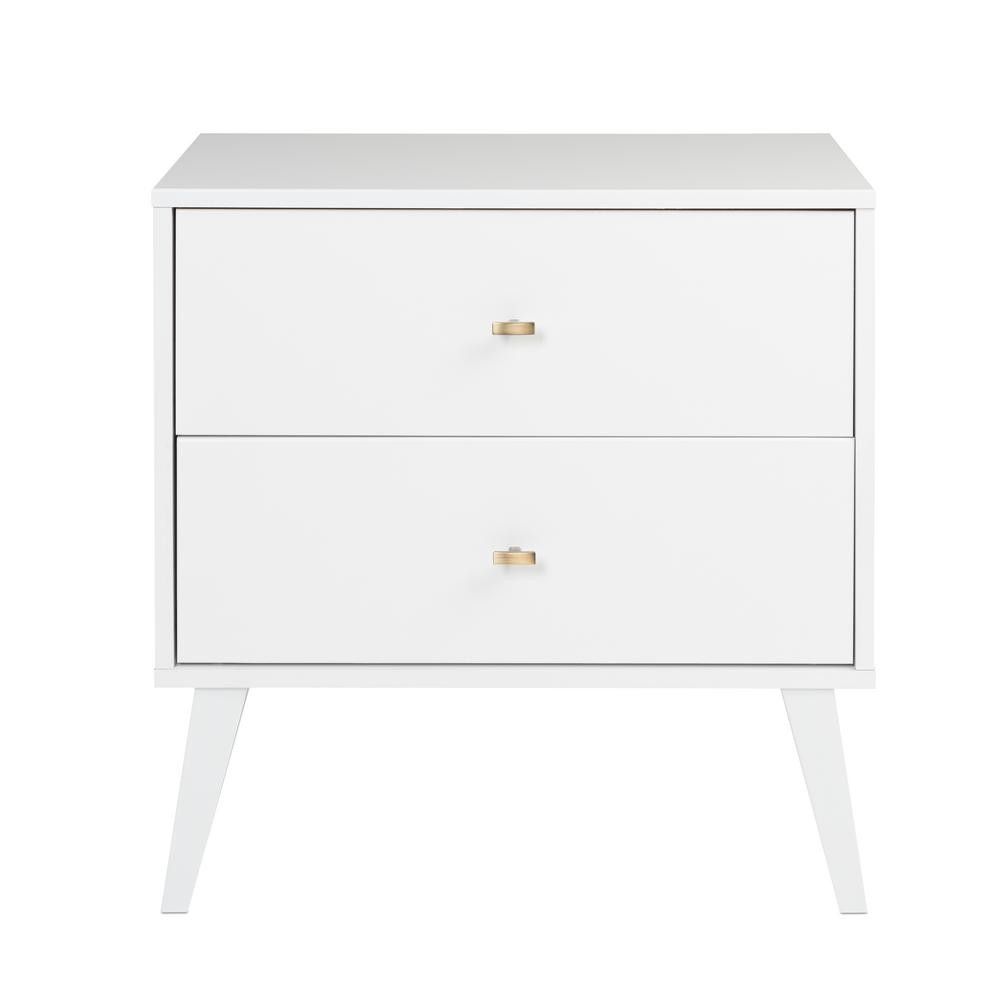 Prepac Milo Mid Century Modern 2-Drawer White Nightstand-WDNR-1402-1 - The Home Depot | The Home Depot