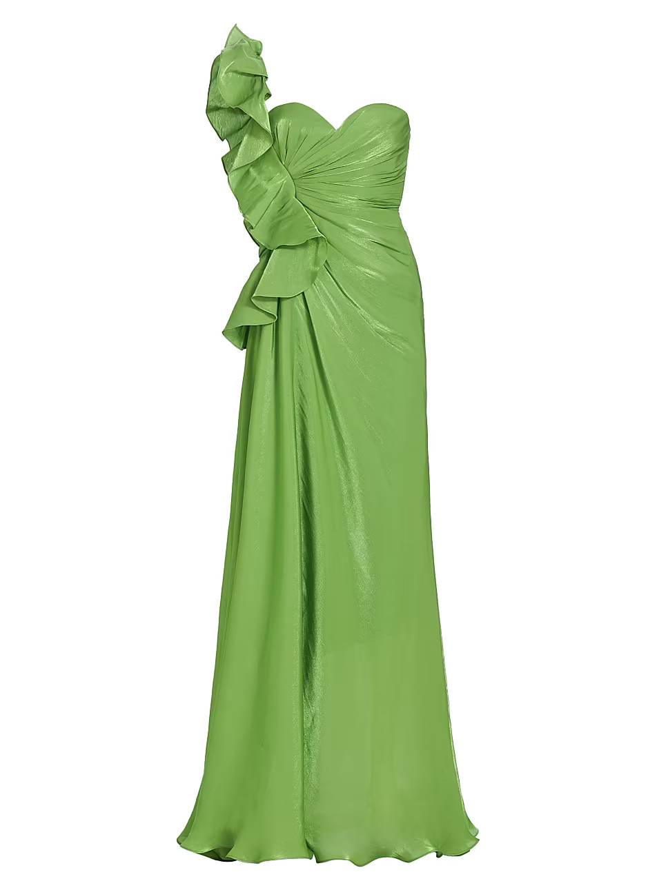 One-Shoulder Pleated Leaf Gown | Saks Fifth Avenue