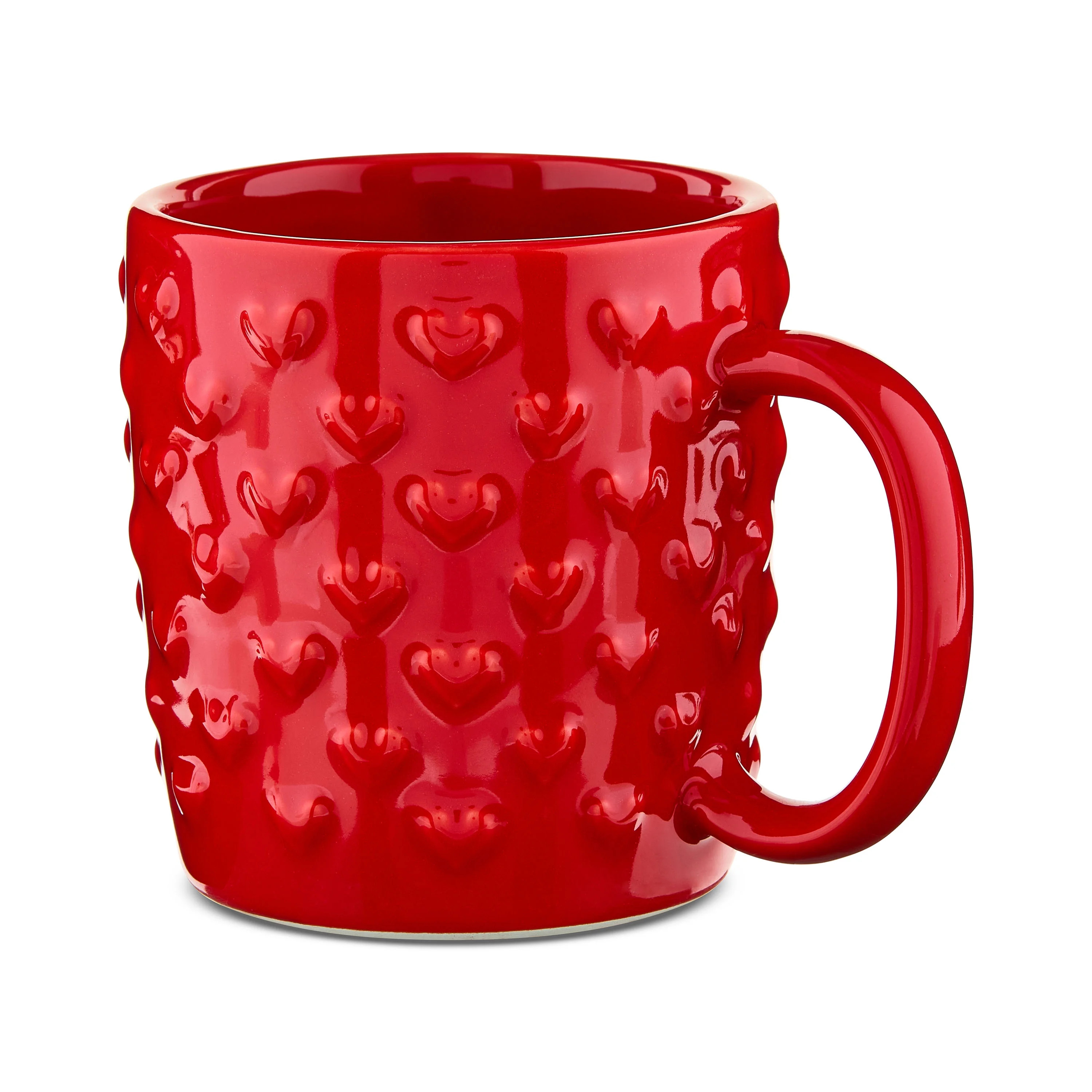 15 oz Embossed Hearts Stoneware Ceramic Mug, Red, Valentine's Day by Way To Celebrate | Walmart (US)