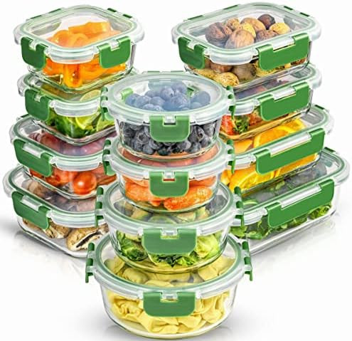 JoyFul by JoyJolt 24pc Borosilicate Glass Storage Containers with Lids. 12 Airtight, Freezer Safe... | Amazon (US)