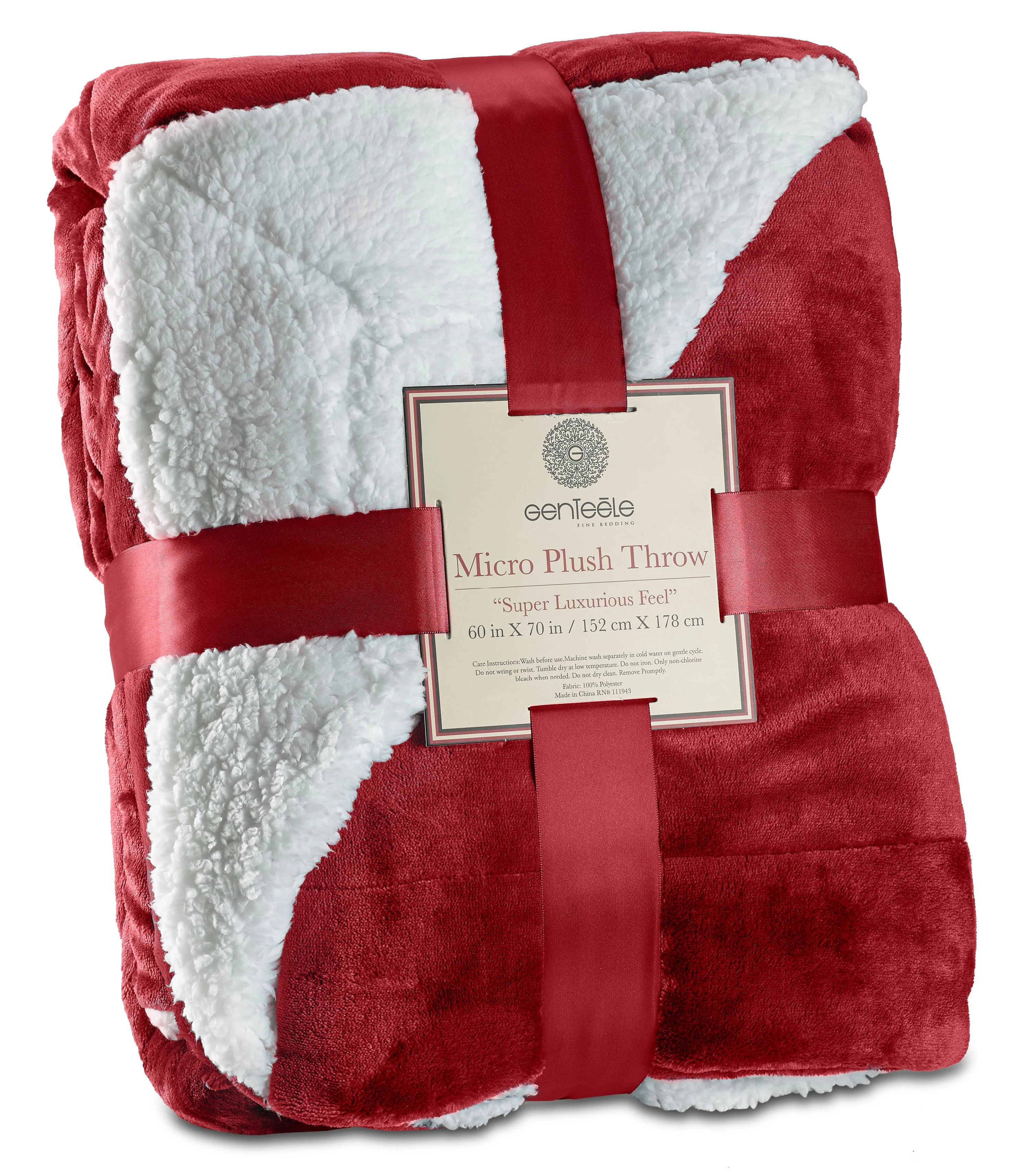Genteele Super Soft Luxurious Sherpa Throw Blanket, 50" X 60", Burgundy Red - Walmart.com | Walmart (US)