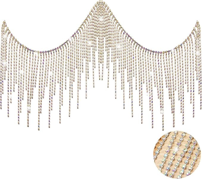 Rhinestone Fringe Rhinestone Trim Rhinestone Fringe Belt Rhinestone Fringe Trim Beaded Fringe Tri... | Amazon (US)