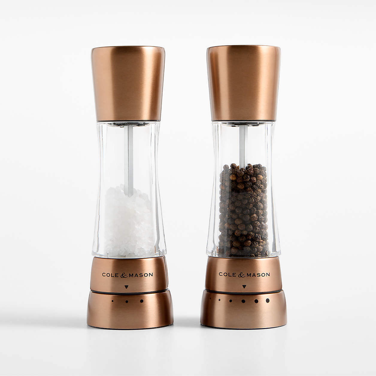 Cole & Mason Derwent Copper Finish Adjustable Salt Mill + Reviews | Crate & Barrel | Crate & Barrel