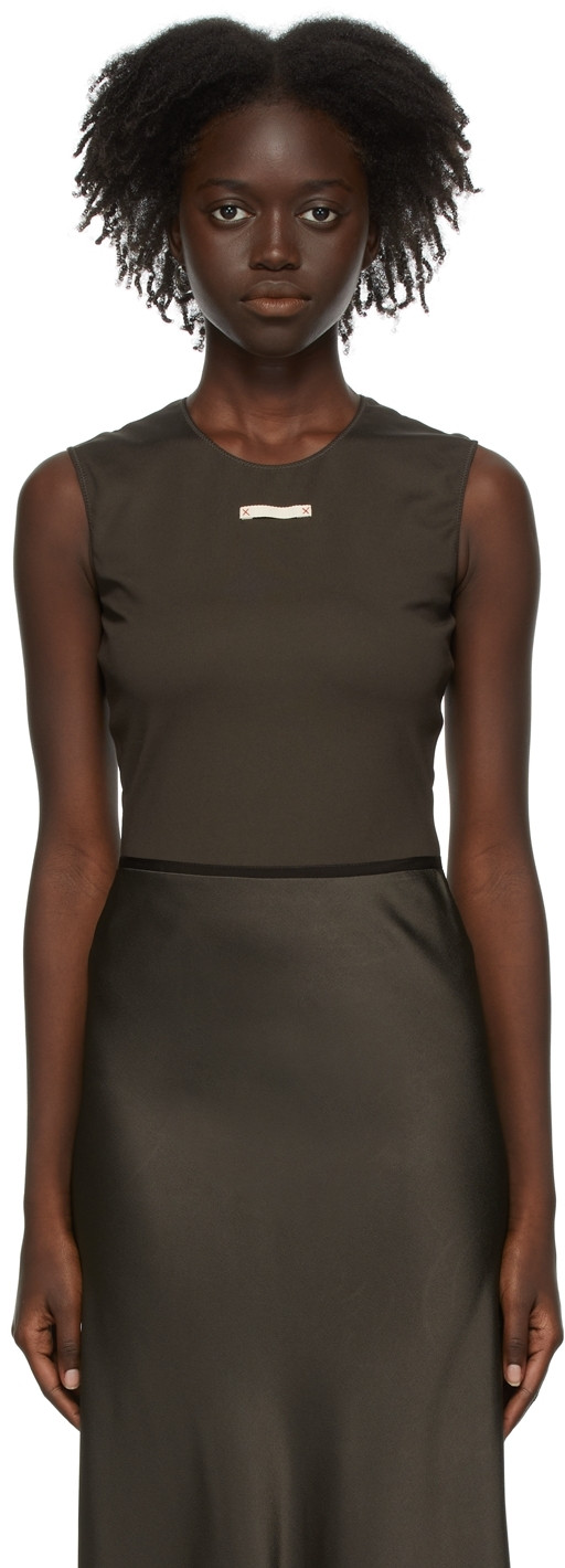 Brown Jersey Second Skin Bodysuit | SSENSE
