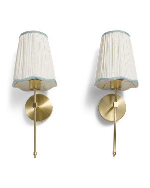 2pk 20in Cordless Pleated Scalloped Shade Metal Pole Sconces | Furniture & Lighting | Marshalls | Marshalls