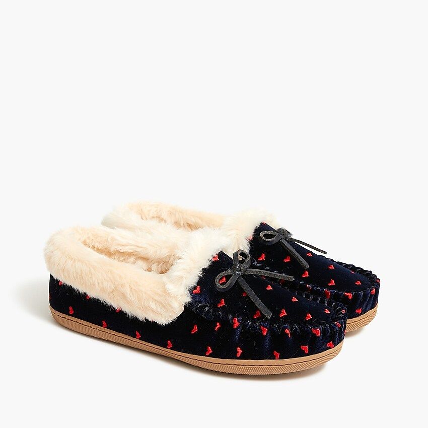 Embroidered-heart slippers | J.Crew Factory