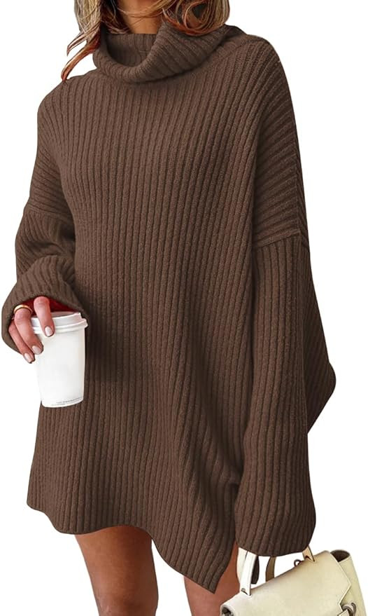 LILLUSORY Womens Turtleneck Oversized Long Sweater Dress 2024 Plus Size Tunic Pullover Knit Fall ... | Amazon (US)