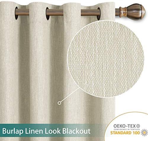 LORDTEX Burlap Linen Look Textured Blackout Curtains for Bedroom with Thermal Insulated Liner - H... | Amazon (US)