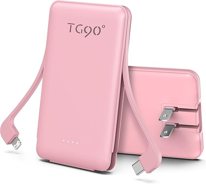 TG90° Portable Charger Power Bank, Ultra Small 5000mAh Battery Pack with Built-in Foldable AC Wa... | Amazon (US)