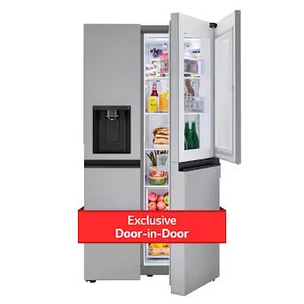 LG Door in Door 27.12-cu ft Side-by-Side Refrigerator with Ice Maker (Printproof Stainless Steel) | Lowe's