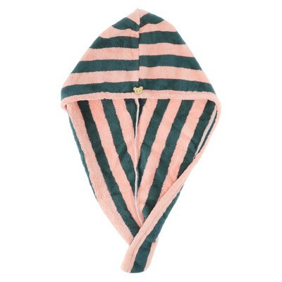 Unique Bargains Women's Stripe Hair Drying Towel Pink Navy Blue 1 Pc | Target