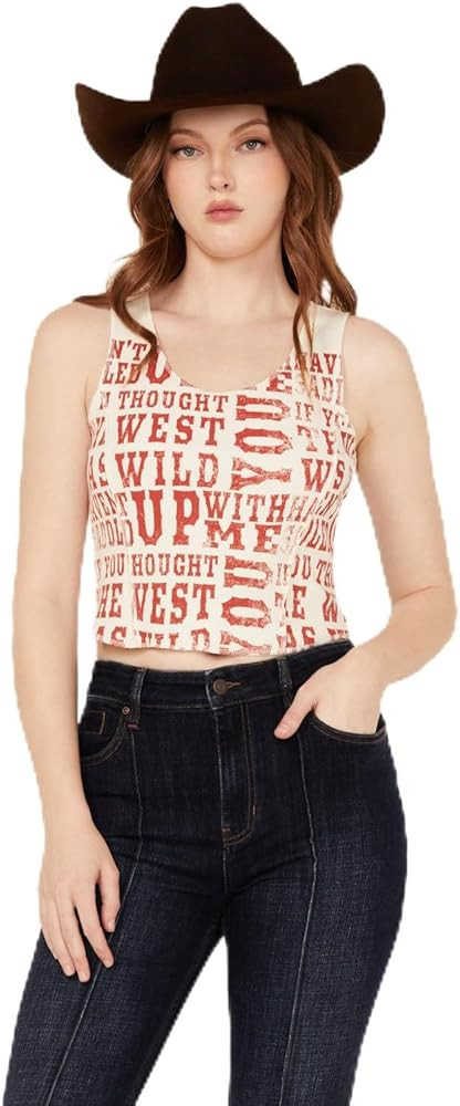 Idyllwind Women's Rhett The West was Wild Graphic Rib Knit Tank Ivory X- US | Amazon (US)