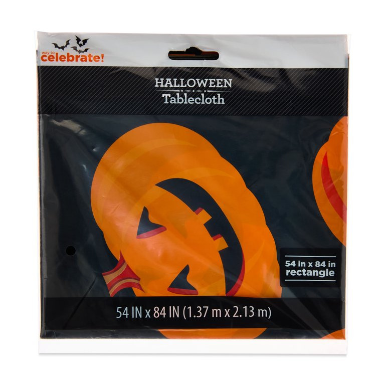 Pumpkin Tablecloth, Black & Orange, 54" x 84", Halloween by Way To Celebrate | Walmart (US)