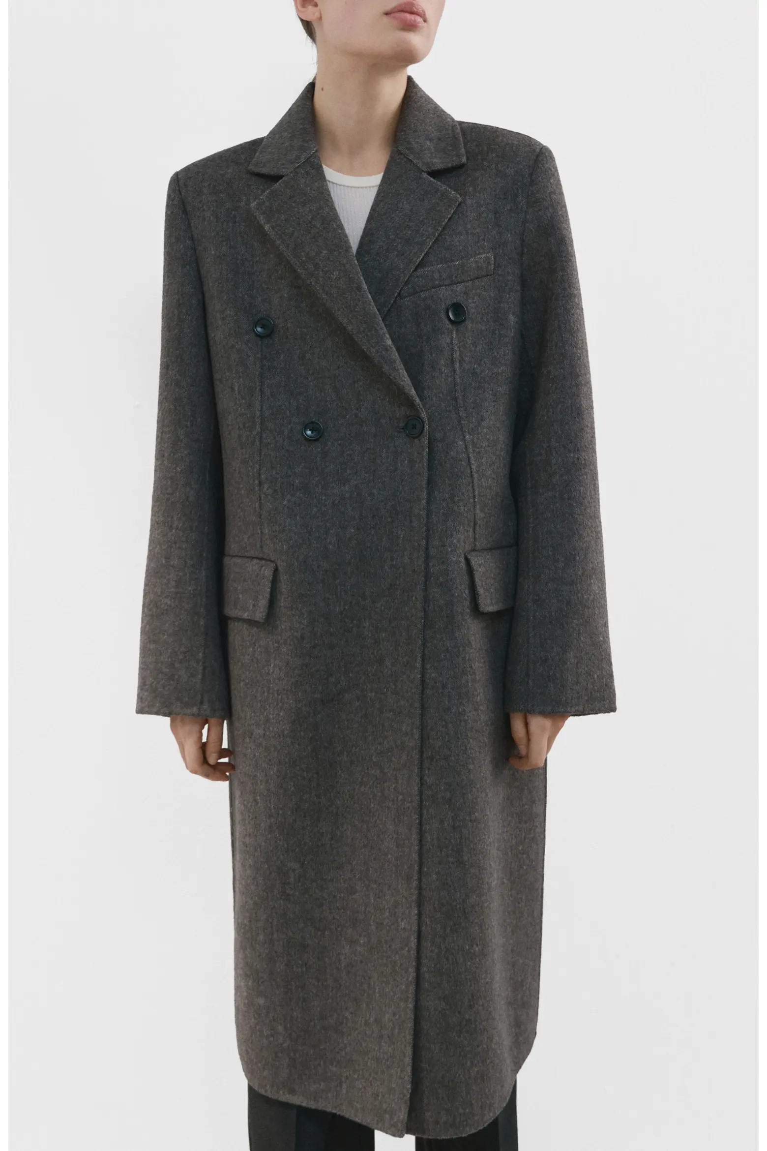 MANGO Double Breasted Wool Blend Coat (Women) | Nordstrom | Nordstrom