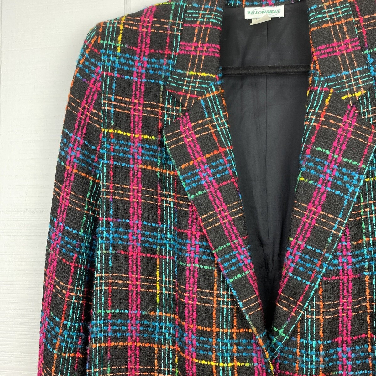 Vintage Willow Ridge Colorful Plaid Tweed Blazer Jacket Shoulder Pads Size 14  | eBay | eBay US