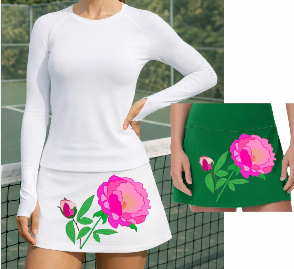 Peony Court Skirt - White or Green | Runway Athletics