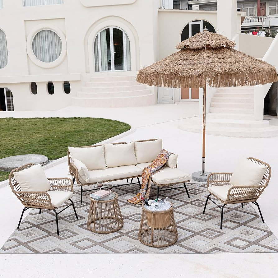 BULEXYARD 6 Pieces Boho Patio Furniture Sets, Small Outdoor Sectional Sofa Conversation Chair Set... | Amazon (US)
