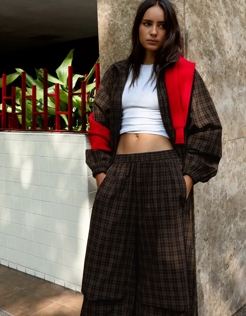 Lightweight plaid jacket | Bershka RewardStyle US