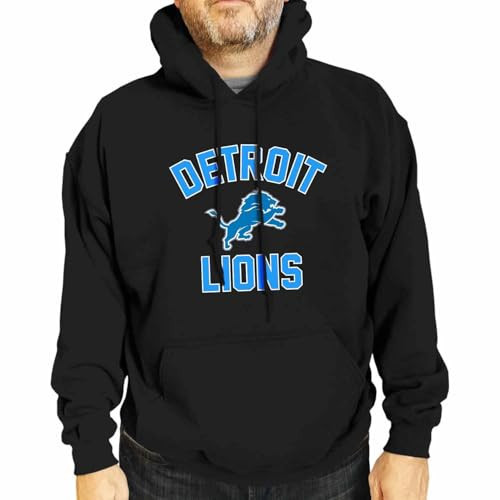 Team Fan Apparel NFL Gameday Adult Hooded Sweatshirt, Pro Football Fleece Hoodie Pullover Sweatshirt (Detroit Lions - Black, Medium) | Amazon (US)