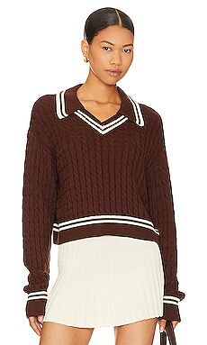 Lovers and Friends Eilir Sweater in Brown & White from Revolve.com | Revolve Clothing (Global)