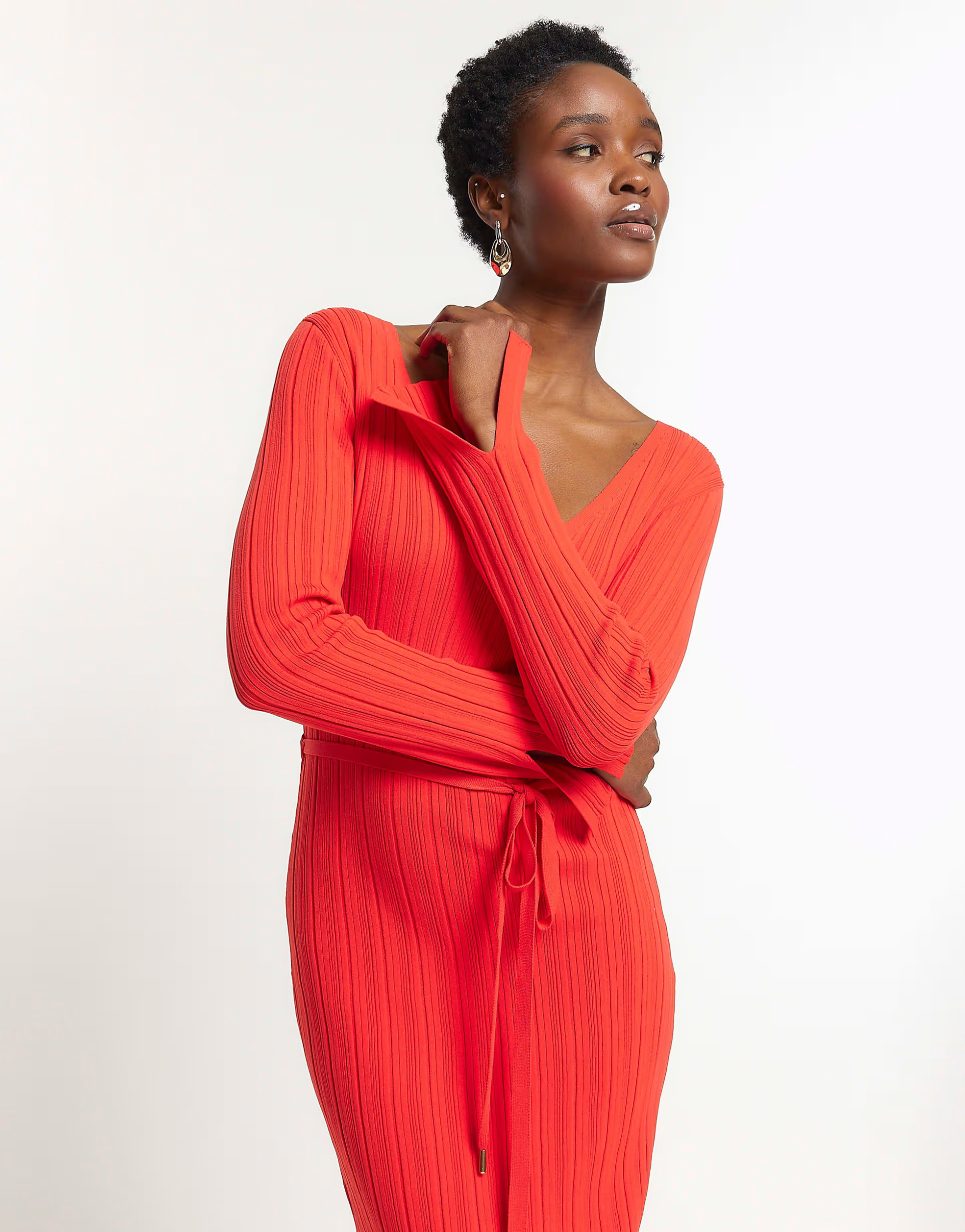 River Island Knit rib jumper maxi dress in red | ASOS (Global)