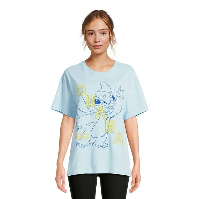 Stitch Women’s Juniors Graphic Embroidery T-Shirt with Short Sleeves, Sizes XS-3XL | Walmart (US)