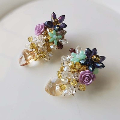 New Zara Glass Flower Drop Statement Earrings Gift Vintage Women Party Jewelry | eBay US