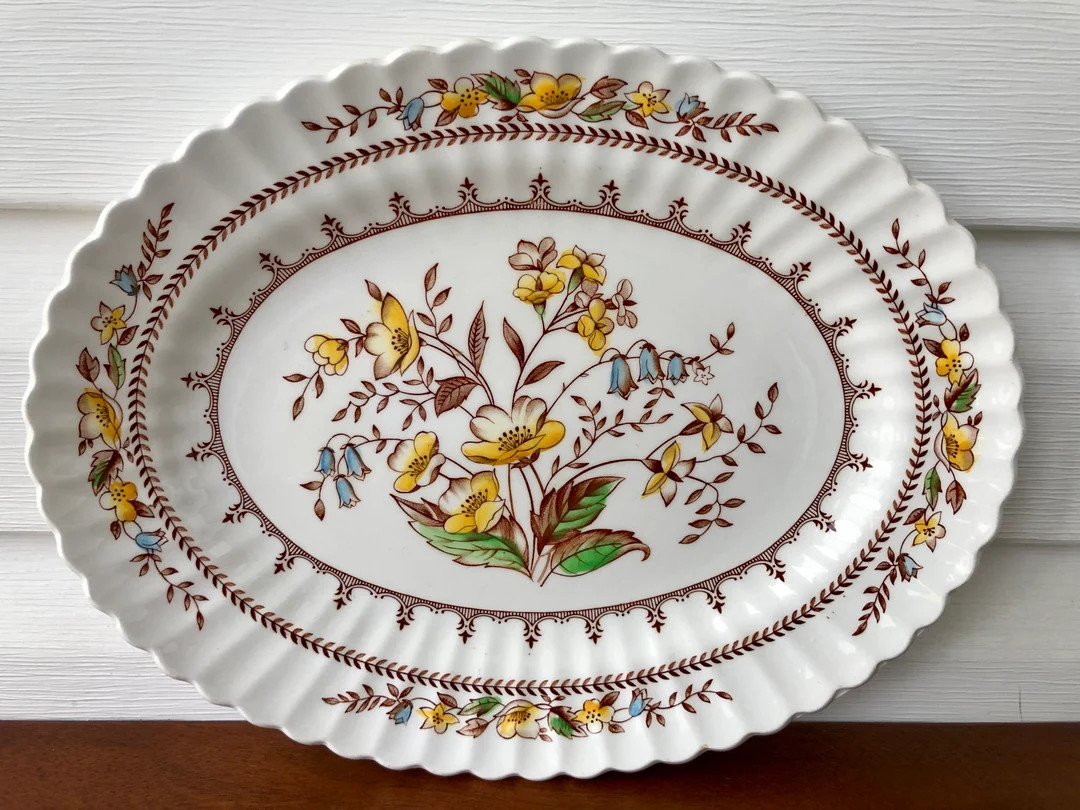 J&G Meakin Braemar Pattern Oval Serving Platter 12" English Staffordshire Classic White China, Ye... | Etsy (US)