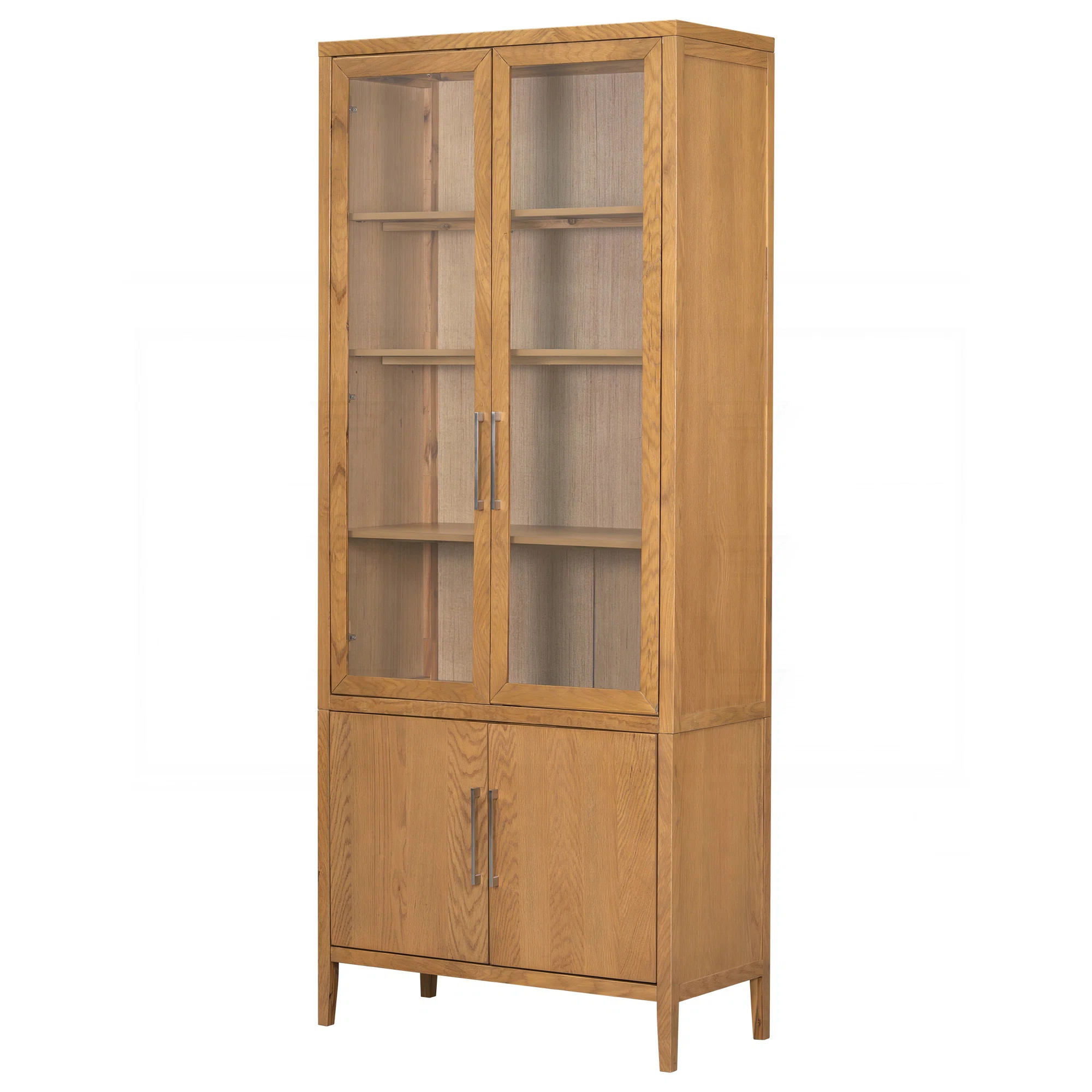 90.6'' Tall Cabinet with Oak Veneer and Glass Doors | Wayfair North America