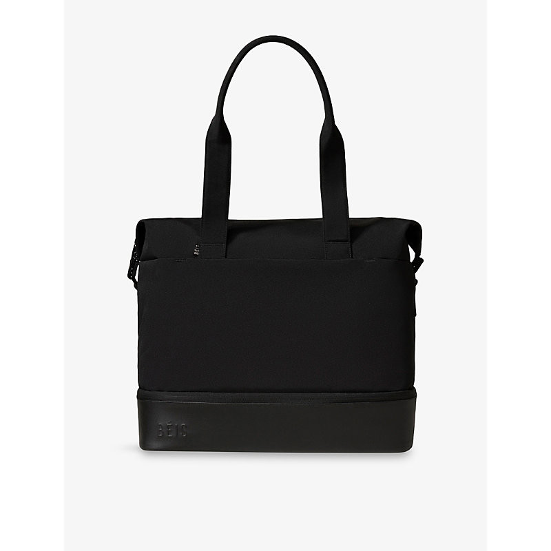 Beis Womens Black The Weekender Leather-Trim Travel Bag | Selfridges