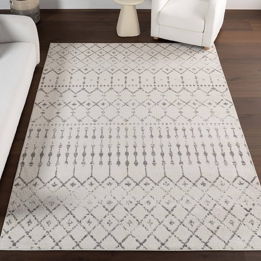 nuLOOM 9x12 Moroccan Blythe Area Rug, Grey, Faded Bohemian Design, Stain Resistant, For Bedroom, ... | Amazon (US)