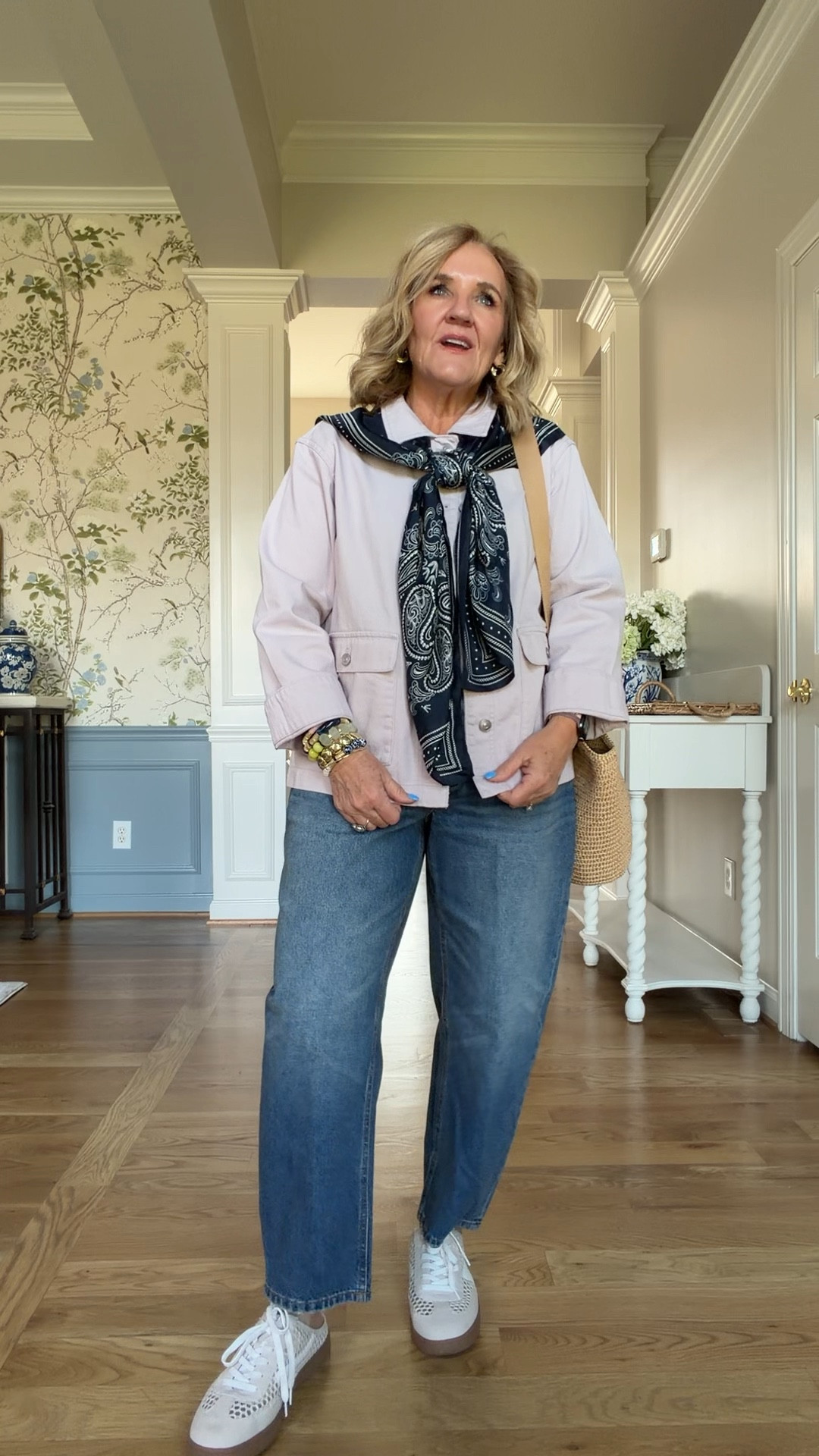 10% off my new tote with code NANETTE 
All the outfit links here 
Track stripe jeans size 6 (size down) 
Blue cardigan size medium 
White blouse size small 
Loft off white jeans, size 29 petite
Navy blazer size 10, petite
Purple striped blouse size small
Size down in linen skirt
Blue linen top size medium
Lilac barn, jacket, size medium petite
Barrel jeans size down I’m wearing a 28 petite 
20% off my bracelet stack code NANETTE20



#LTKOver40 #LTKSaleAlert #LTKSeasonal