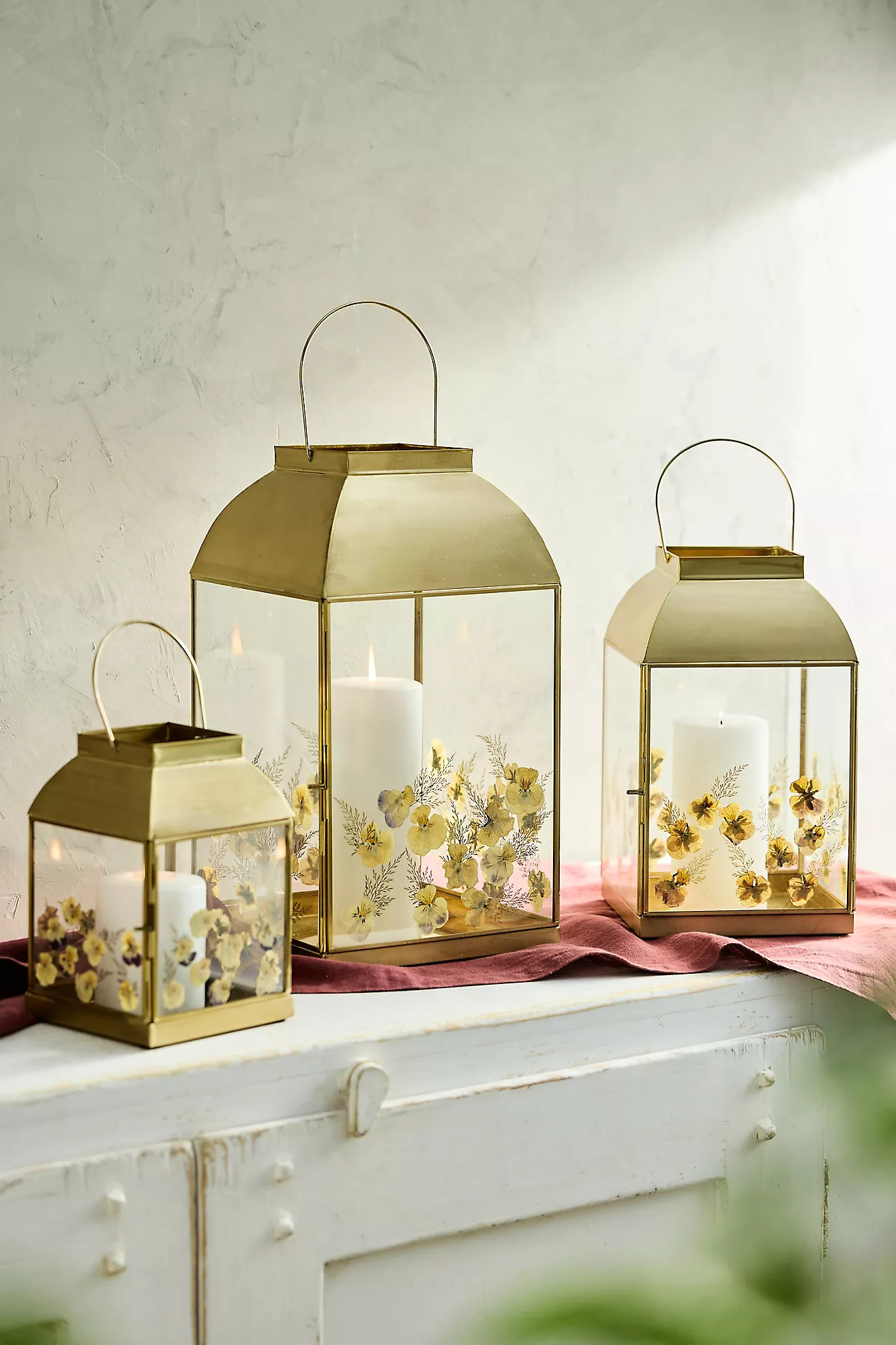 Pressed Floral Lantern, Yellow | Anthropologie (US)