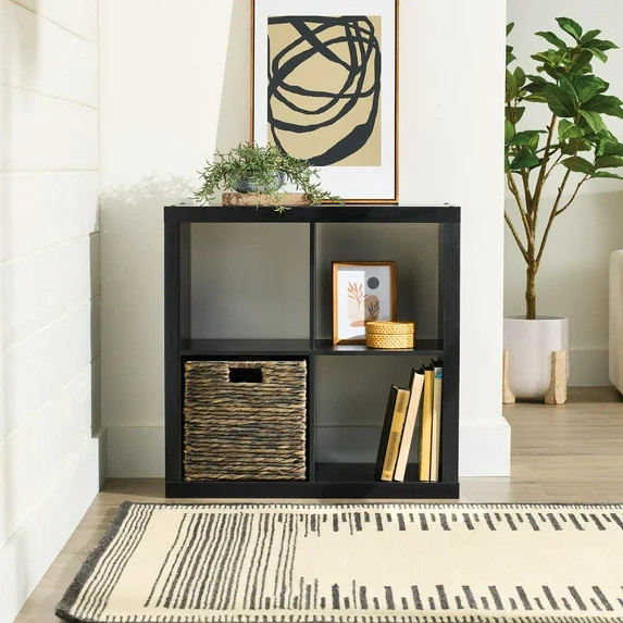 Better Homes & Gardens 4 Cube Storage Organizer, Solid Black | Walmart (US)